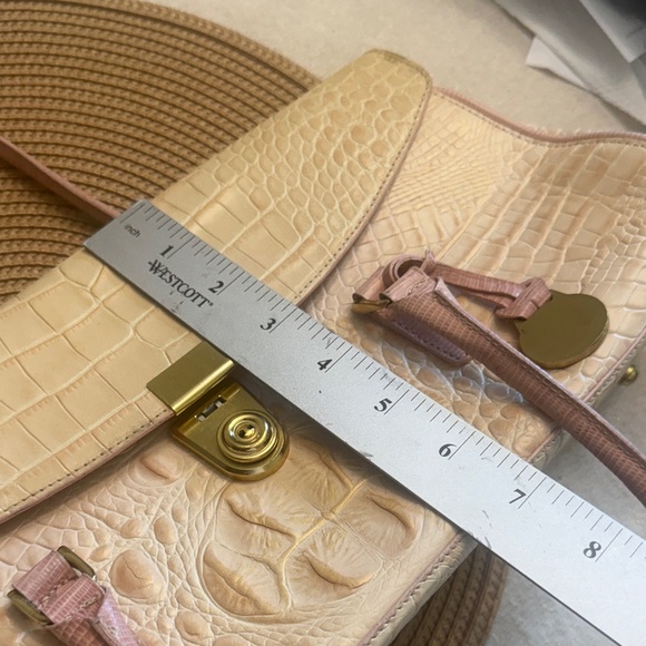 Brahmin Cream /Pink Crocodile-Embossed Women's Bag - Picture 11 of 17